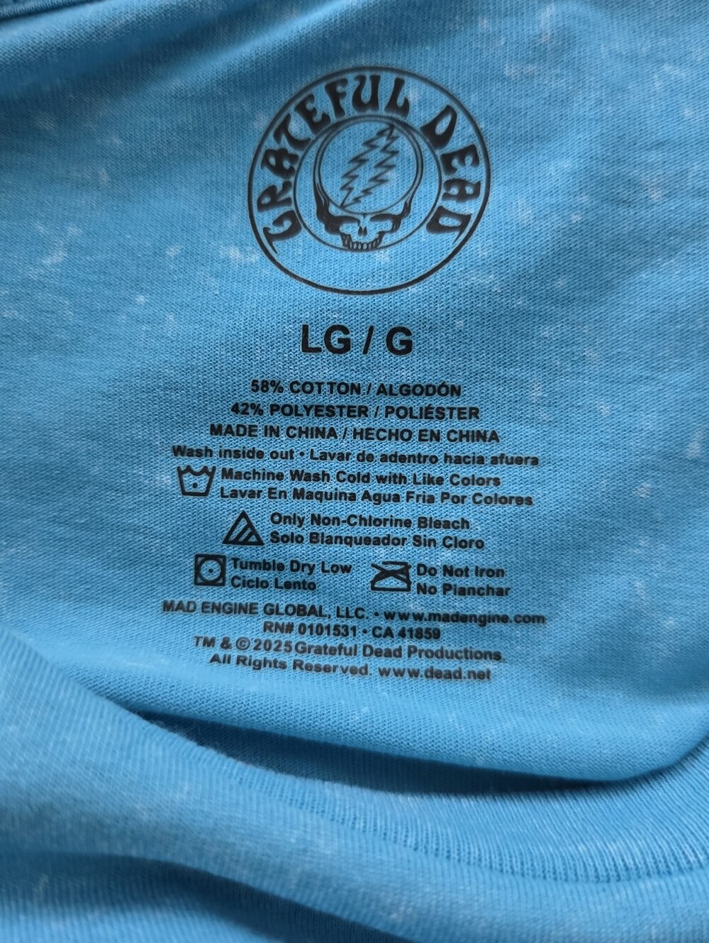 Upcycled Grateful Dead Band Tee With Kantha Sleeves, OS - Picture 7 of 7